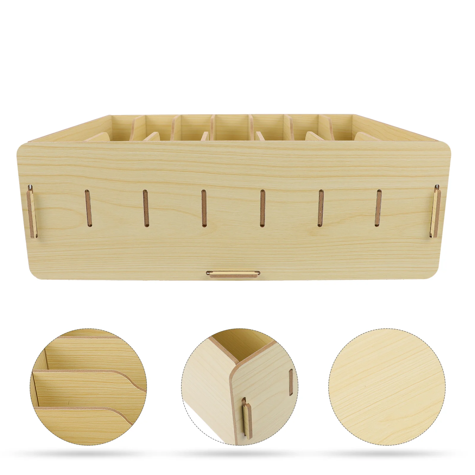 

File Organizer Storage Box Wood Sorter Wooden Holder Desk Desktop Magazine Container Receipt Document Slot Mail Compartment Grid