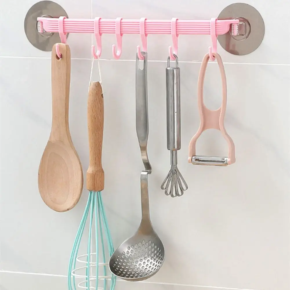 

Bathroom Accessories Wall Mounted Wall Organization Double Key Rack Kitchen Supplies Hanging Shelves Organizer Hook