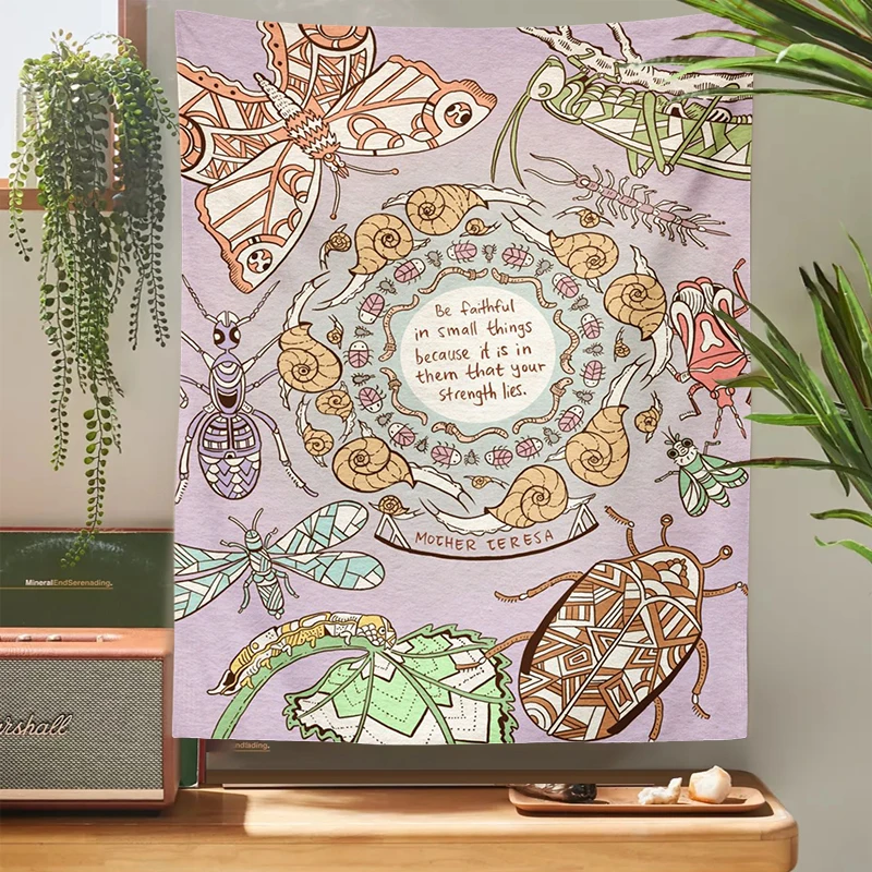 

Butterfly Snails Tapestry Wall Hanging Blanket Psychedelic Bohemia Gypsy Home Living Room Wall Canvas Bedroom Decor Aesthetic