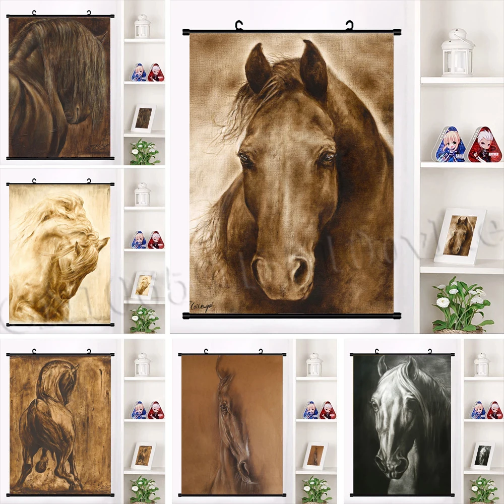 

Картина на холсте «лошади» в стиле ретро, постеры для спальни с рисунком из мультфильма Паула коллеин, классические настенные художественн...