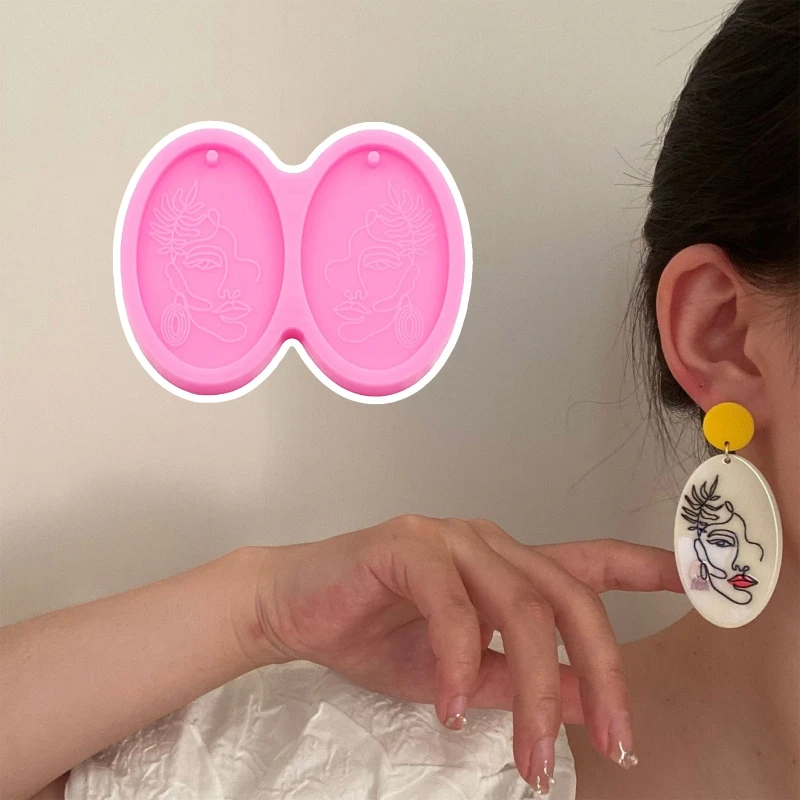 

Q81D Shiny Portrait Earrings UV Crystal Epoxy Mold Keychain Pendant Resin Silicone Mould DIY Crafts Jewelry Casting Tools