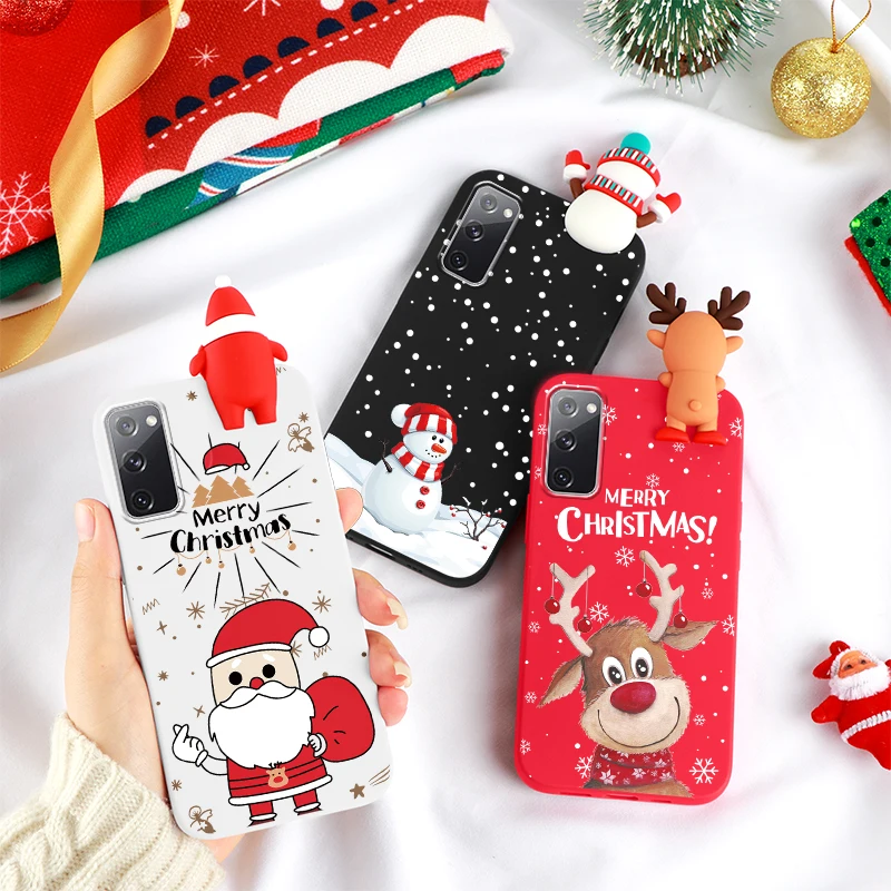 Фото Силиконовый чехол для Samsung Galaxy S20 FE Plus, чехол для нового года, Рождества, 3d-кукла, лось, силиконовый чехол для Samsung S20FE S20Ultra S20Plus №3