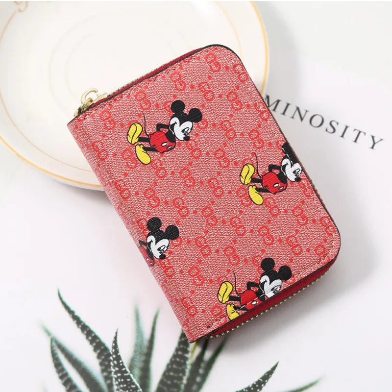 Маленький кошелек с Микки и Минни Маус Disney Дамский короткий бумажник на молнии