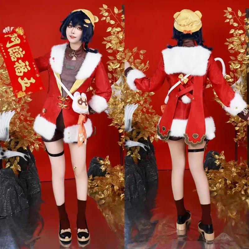 Hu Tao Косплей Игра Genshin Impact Фонарь Rite Костюм Красный Новый Год Полный Комплект