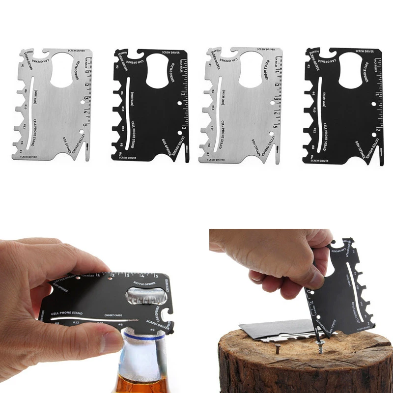 

Camping EDC Pocket Credit Card Multi Tool Knife with Screwdriver Cans Bottle Opener for Outdoors Hiking BBQ Survival Emergency