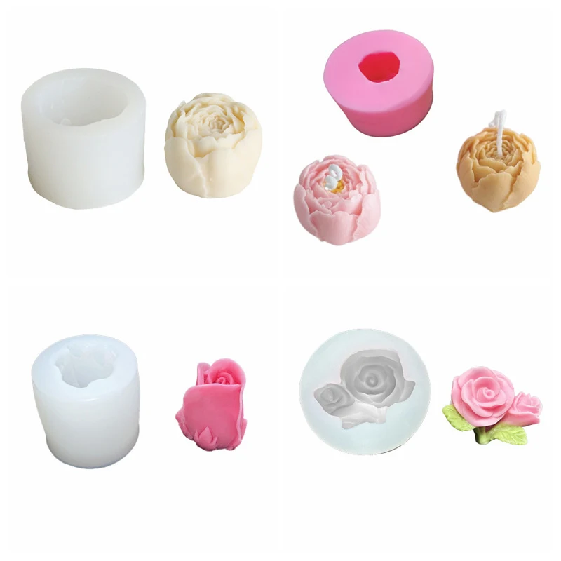 4 мини-3D Роза Силиконовые Формы Для Свечей И Мыла Инструмент Литья Гипса Выпечки