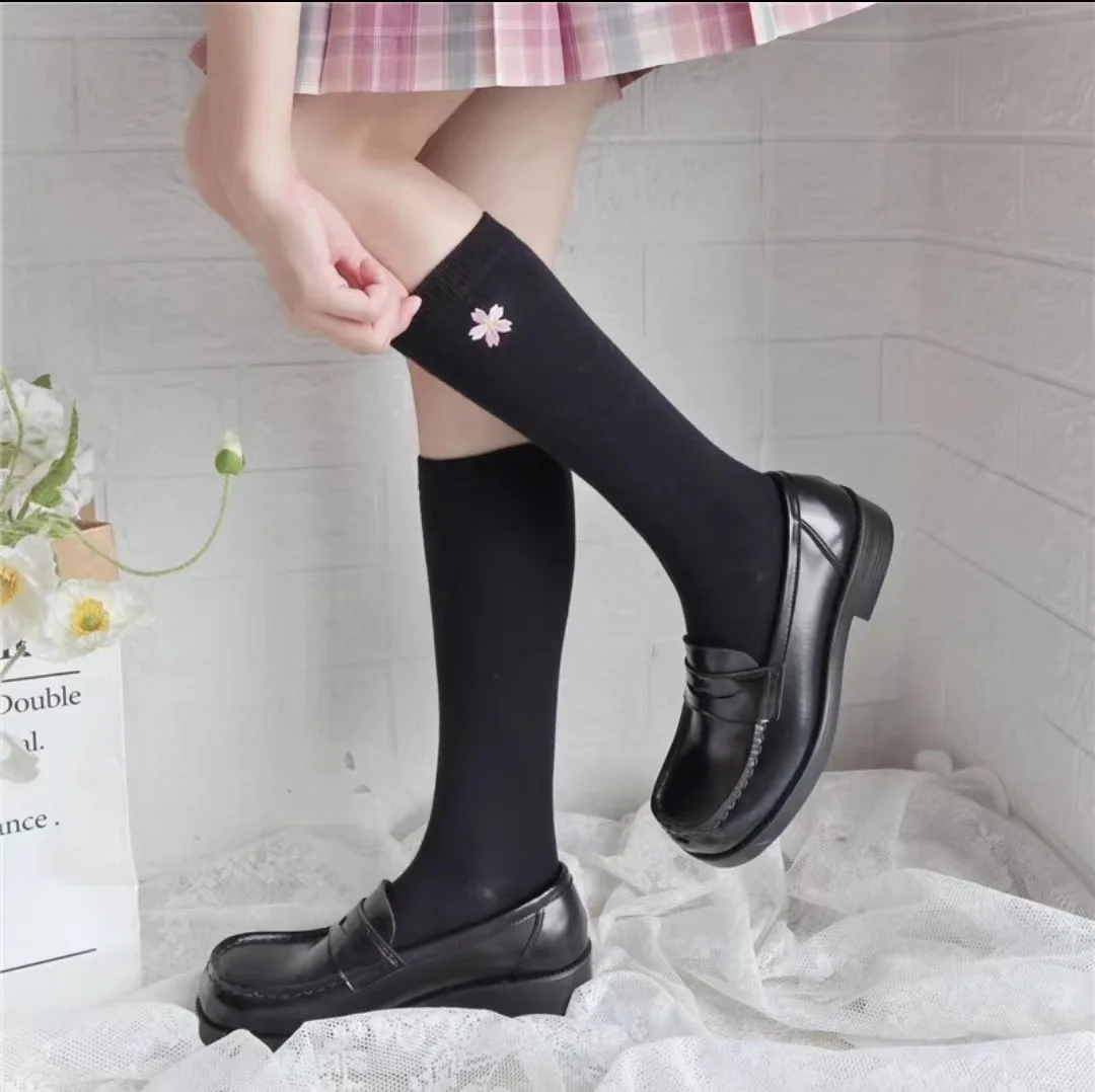 Симпатичные женские хлопковые носки до середины икры с изображением кошачьих