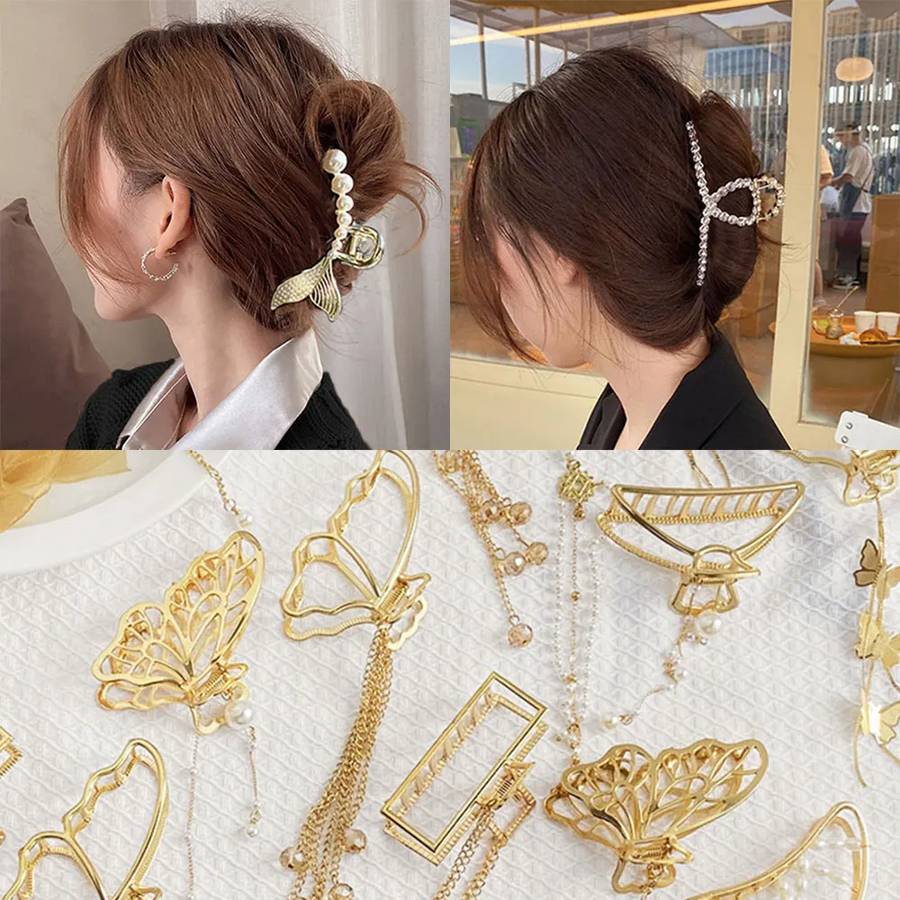 

Женская заколка-краб для волос, металлическая заколка-краб с перфорацией, аксессуар для волос в Корейском стиле, 2022