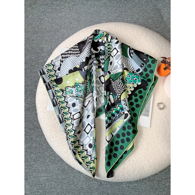 Шарф в горошек 90*90 см Шелковый Хиджаб 100 от известного бренда чистые натуральные