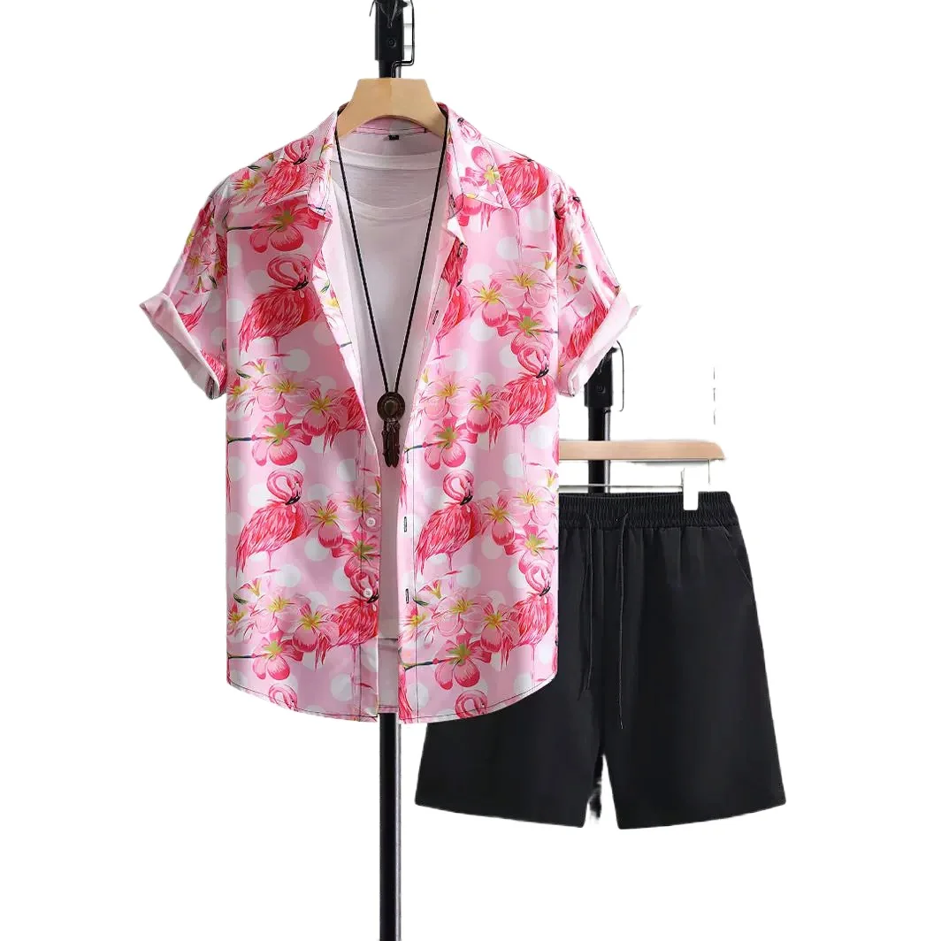 Мужская рубашка с коротким рукавом и шорты комплект из рубашки брюк эксклюзивная