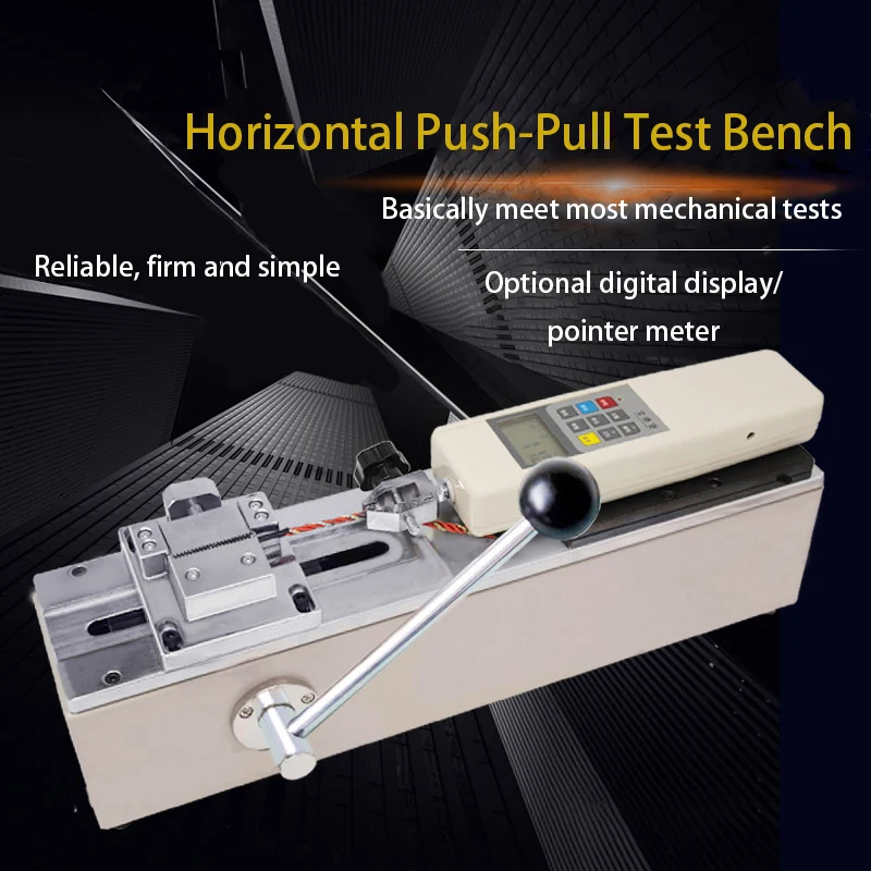 

1PC Manual Horizontal Test Tand Force Gauge Test Stand HPH 500N Load,Effective Travel 150mm, Digital Display Pull Rally+Fixture