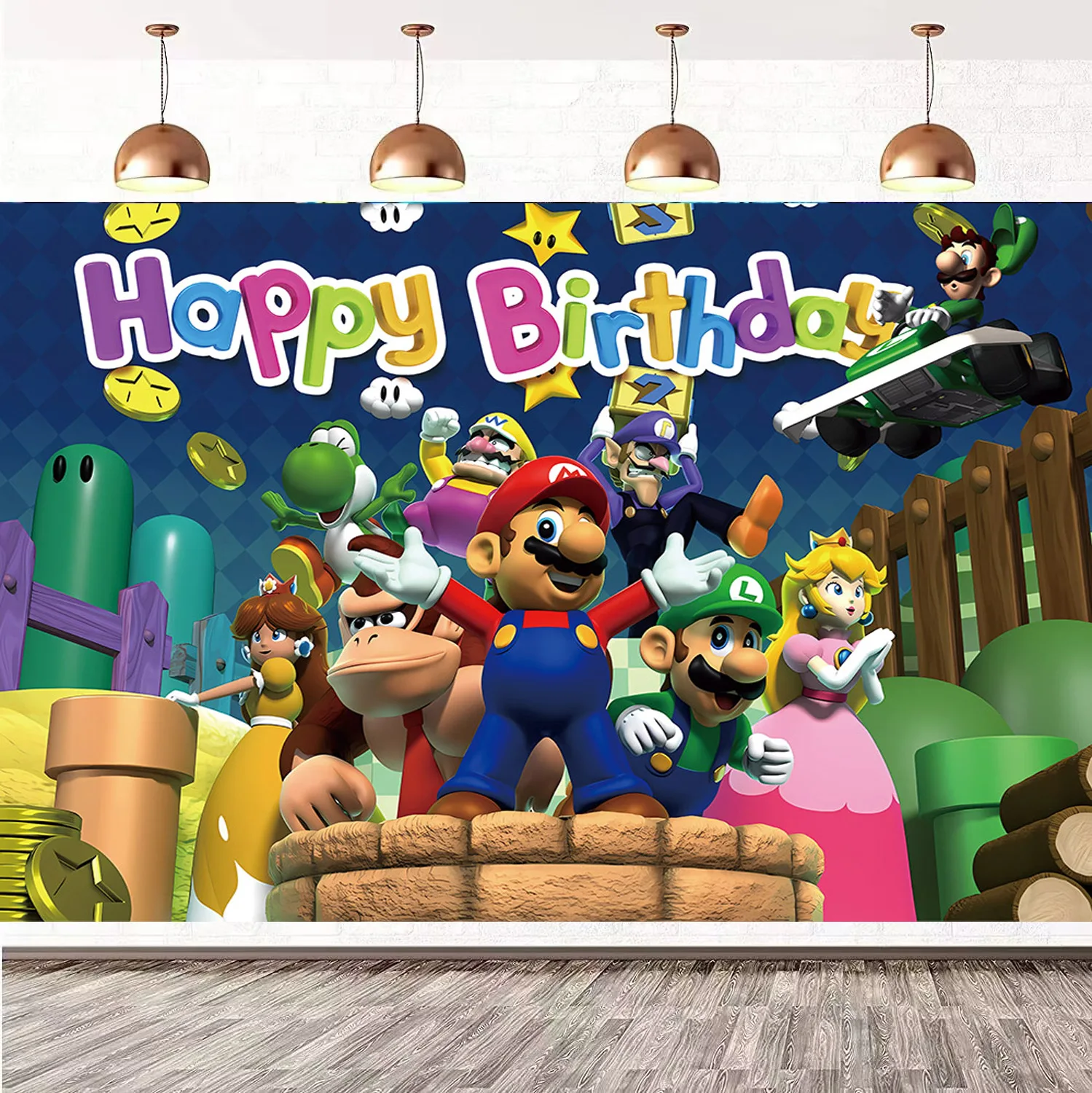 

Super Mary Series Mario Bros Luigi Yoshi Photo Background Children Birthday Party Theme Supplies Decorate Anime Figure Cosplay