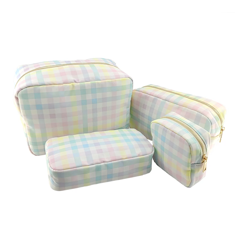 Rainbow Plaid Cosmetic Bag S M L XL Fashion Cosmetic Pouch Make Up Bag Waterproof Travel Toiletry Storage Pouch