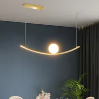 New creative restaurant LED chandelier modern minimalist dining room bar table lamp long strip high-end dining table lamps
