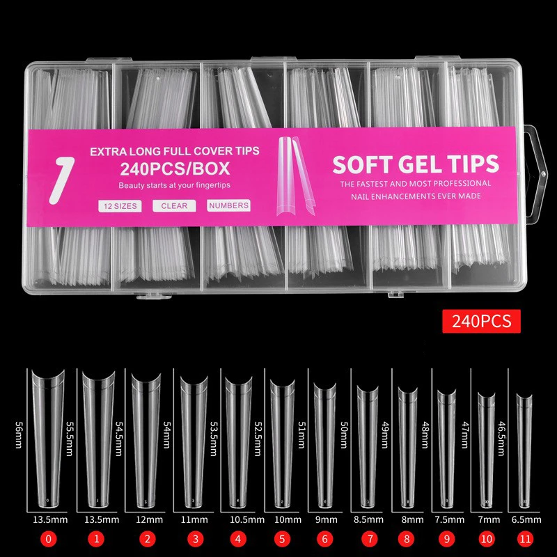 240 шт./кор. высокоакриловые прозрачные без складок накладные ногти во французском