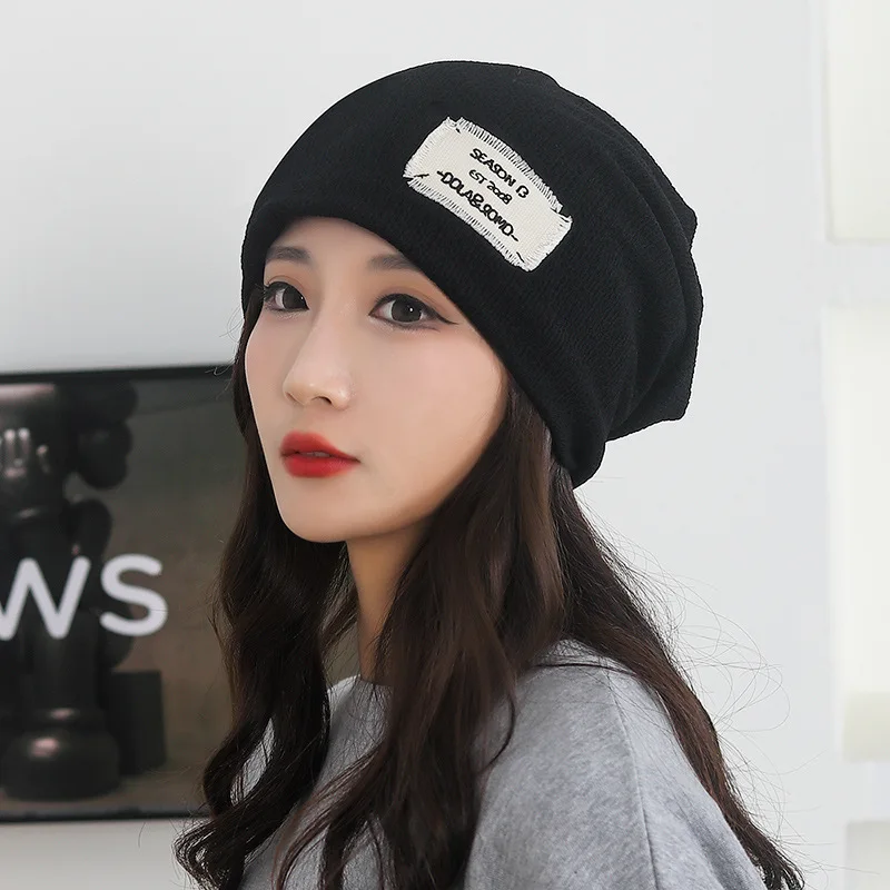 

Winter Hat Cotton Hip Hop Skullcap Autumn Hats Girls Earflap Bonnet Cap Solid Color Beanie Hats Korea Cool Slouchy Baotou Caps