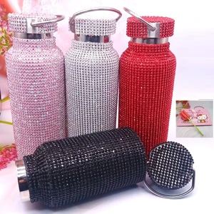 New 500ML Diamond-encrusted Stainless Steel Thermos Cup 304 Steel Office Home Diamond-encrusted Water Cup