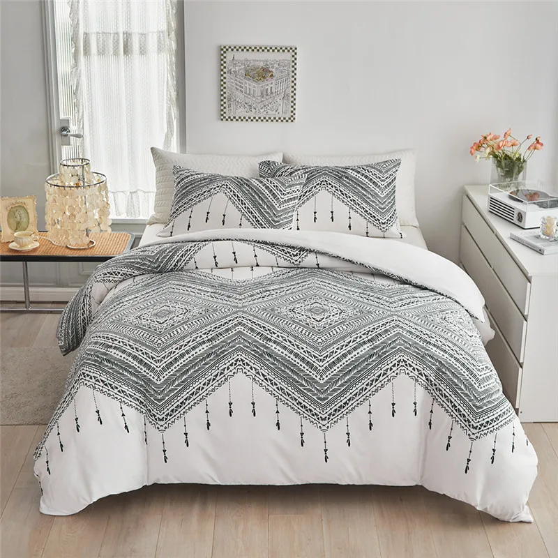 

Geometric printed duvet cover with pillowcase luxury bed linen set queen size comforter set bedclothes full bed set home textile