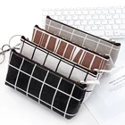 2022 простая полосатая Сетчатая Сумка для карандашей, тканевый чехол для карандашей с геометрическим рисунком, школьные принадлежности, канцелярские принадлежности для студентов, детский пенал, новинка