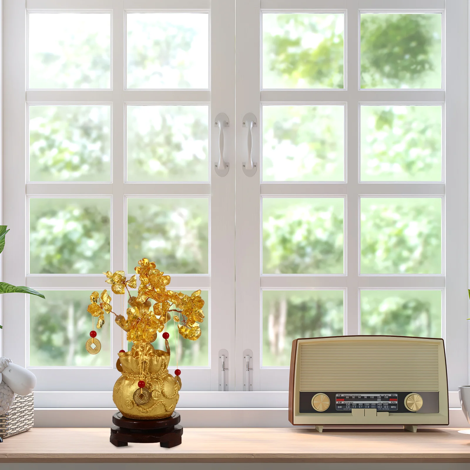 

Tree Money Shui Crystal Feng Bonsai Fortune Chinese Decoration Statue Luck Good Gemstone Citrine Figurine Ornament Wealth Lucky