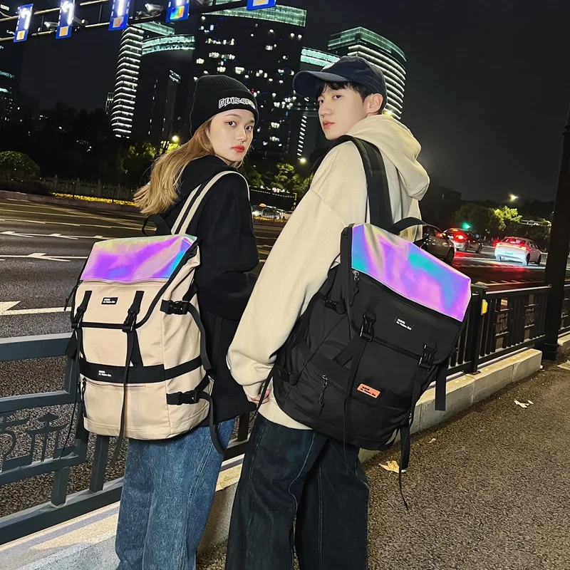 Reflective Harajuku Travel Sports Backpack Waterproof Fitness Duffle Bag Men Women Outdoor Beach GYM Cycling Bicycle Backpack
