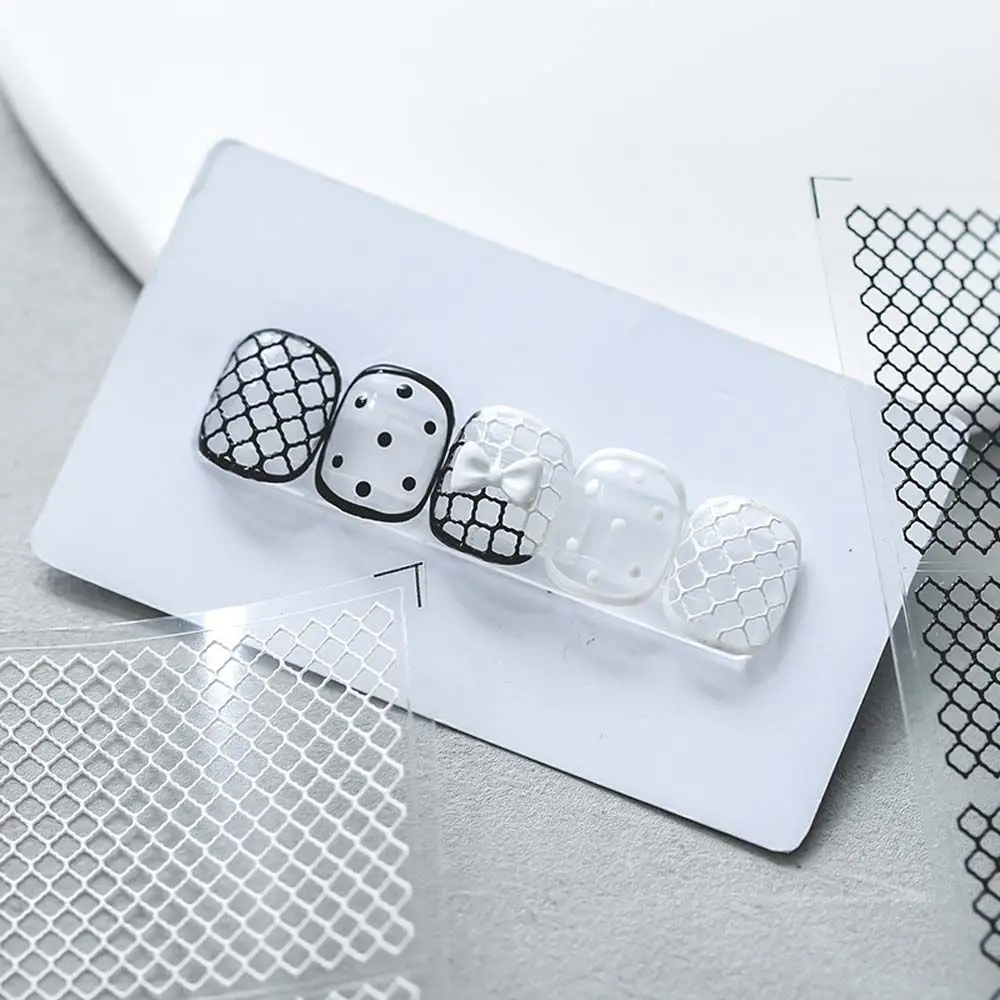 

Тонкий маникюрный белый сеточный стикер в японском стиле для ногтей рельефная наклейка для ногтей переводки для дизайна ногтей Полые сетча...