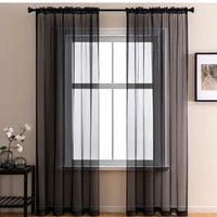 2pcs tulle curtains pastoral style solid color sheer voile wear rod curtains window screen for balcony living room bedroom