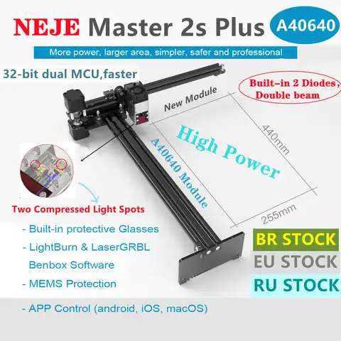 NEJE Master 2s Plus A40640/A40630 ЧПУ 80/40 Вт лазерный гравер по дереву Co2 резак фреза стандартный мини-принтер Lightburn GRBL