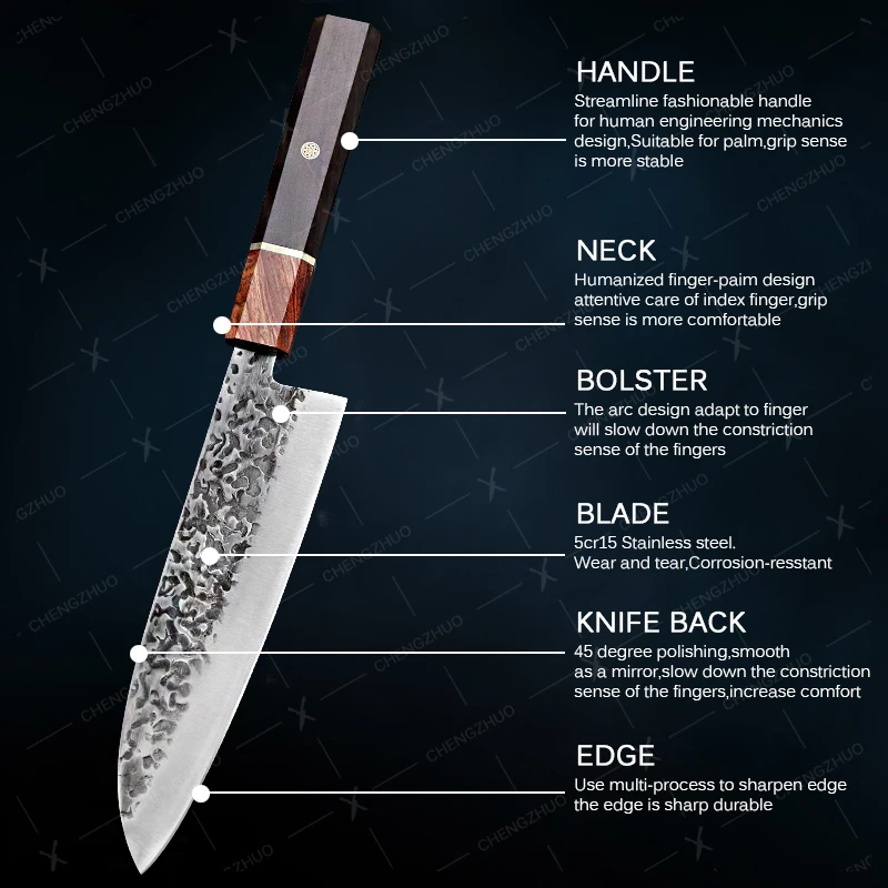 Кухонные ножи шеф-повара из нержавеющей стали