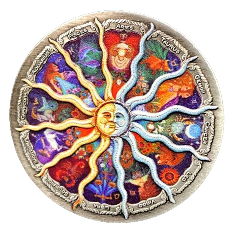 

Very Beautiful Tuvalu Zodiac Challenge Silver Coin The Sign of Zodiac Constellation Colorful Souvenir Coins 40*3mm