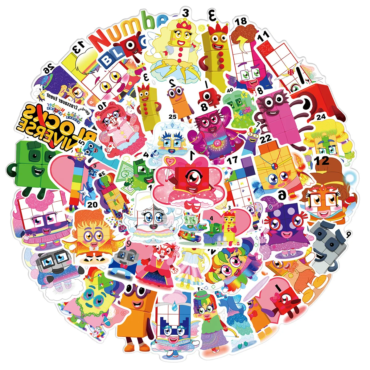 

50pcs Digital Enlightenment Children Education Cartoon Animation Graffiti Stickers Water Cup Notebook
