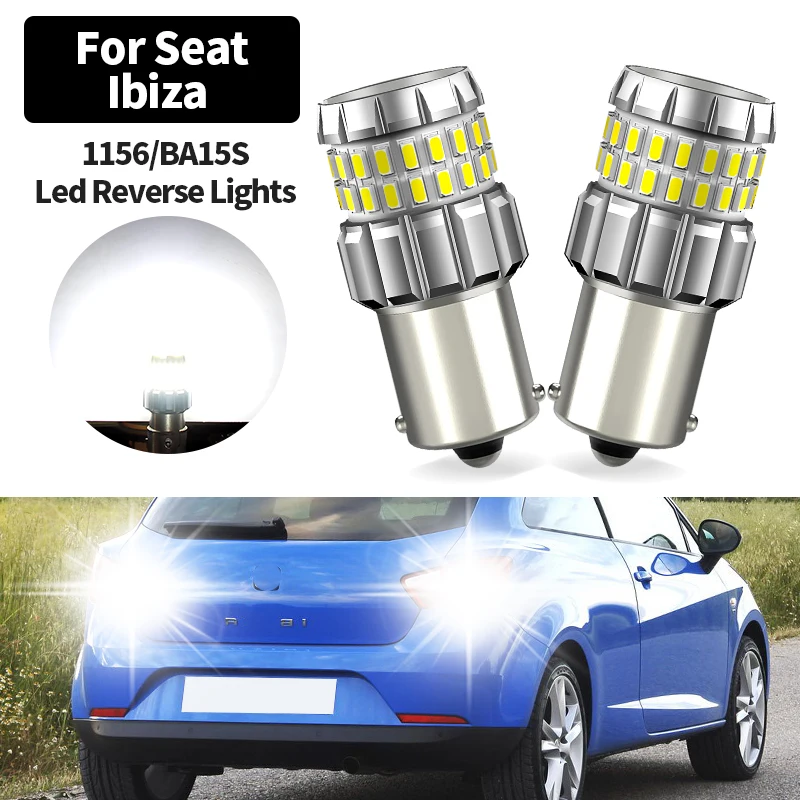 Фото 2 шт. светодиодные лампы заднего хода CANbus P21W 7506 1156 BA15S для Seat Ibiza MK2 MK3 6L 6K 1993-2009, лампа заднего хода, автомобильные аксессуары №3