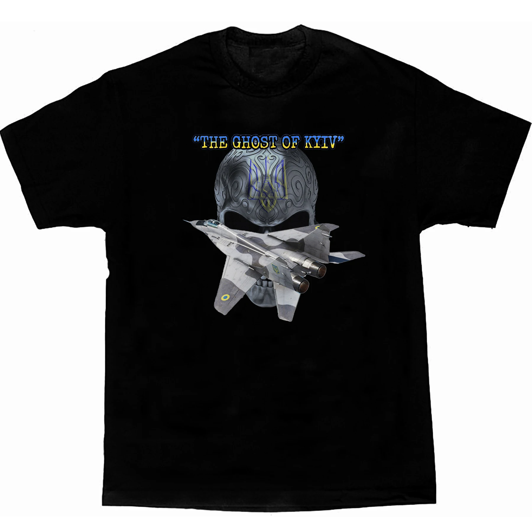

The Ghost Skull Ukrainian Air Force Mig 29 Fighter T-Shirt. High Quality Cotton, Loose, Big Sizes, Breathable Top, Casual Tshirt