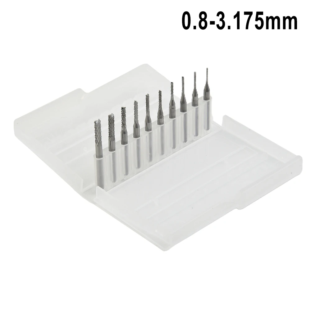 

10PCS 0.8-3.175mm PCB Engraving Rotary Drill bit End Mill Tool Cemented carbide Remover 1/8\" Set Cutter CNC Ark