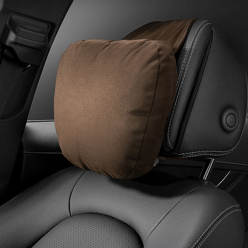 

Quality Suede Car Headrest Neck Pillow Lumbar Support Seat waist Cushion Maybach Design S Class Ultra Soft Pillow For Tesla Audi