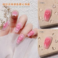100pcs transparent peach heart nails charms 3d flat bottom jelly resin love heart manicure accessories kawaii nail art jewelry
