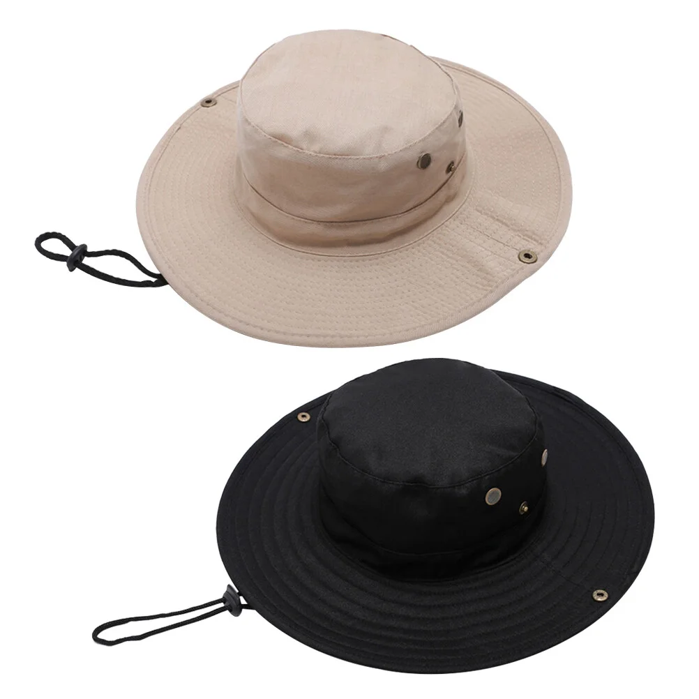 

2 Pcs UV Protection Cap Men Fishman Men's Summer Hats Womens Wide Brim Floppy Disk