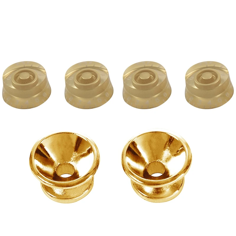 

6 Pcs Parts: 2 Pcs Electric Acoustic Guitar Bass Strap Lock Pins Pegs Pads & 4 Pcs Electric Guitar Control Speed Knobs