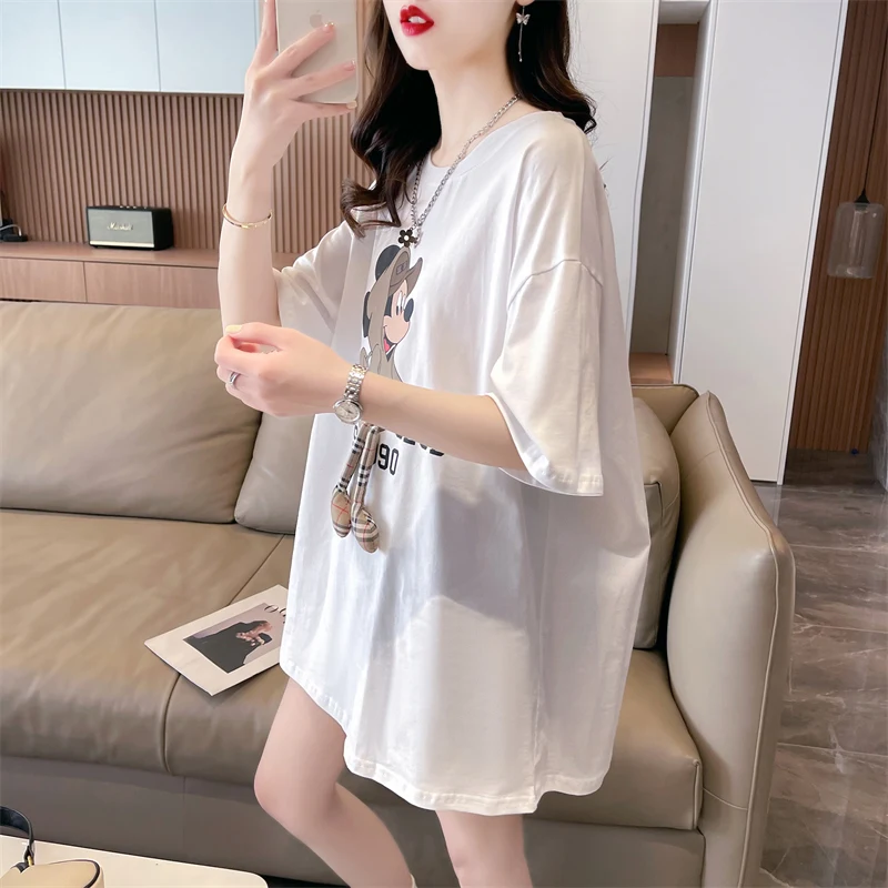 

Disney Cotton 3D Mickey Mouse T Shirt Women with Shoulder Bag T Shirt Short Sleeve 2023 Summer Tee Shirt for Travel Vacation