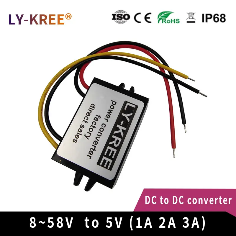 LY-KREE 8-58V to 5V понижающий модуль трансформатора 12V 24V 36V 48V блок питания регулятор