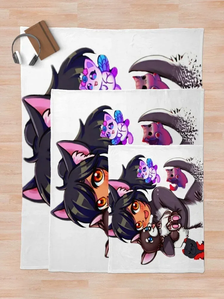 Фото Плюшевое одеяло Meemeows Aphmau с котом, теплое зимнее одеяло в клетку в стиле аниме №5