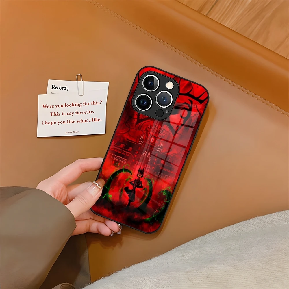 Чехол для телефона H-HazbinS Hotels из закаленного стекла iPhone 16 15 13 14 12 11 Pro XS Max Plus Mini SE2020