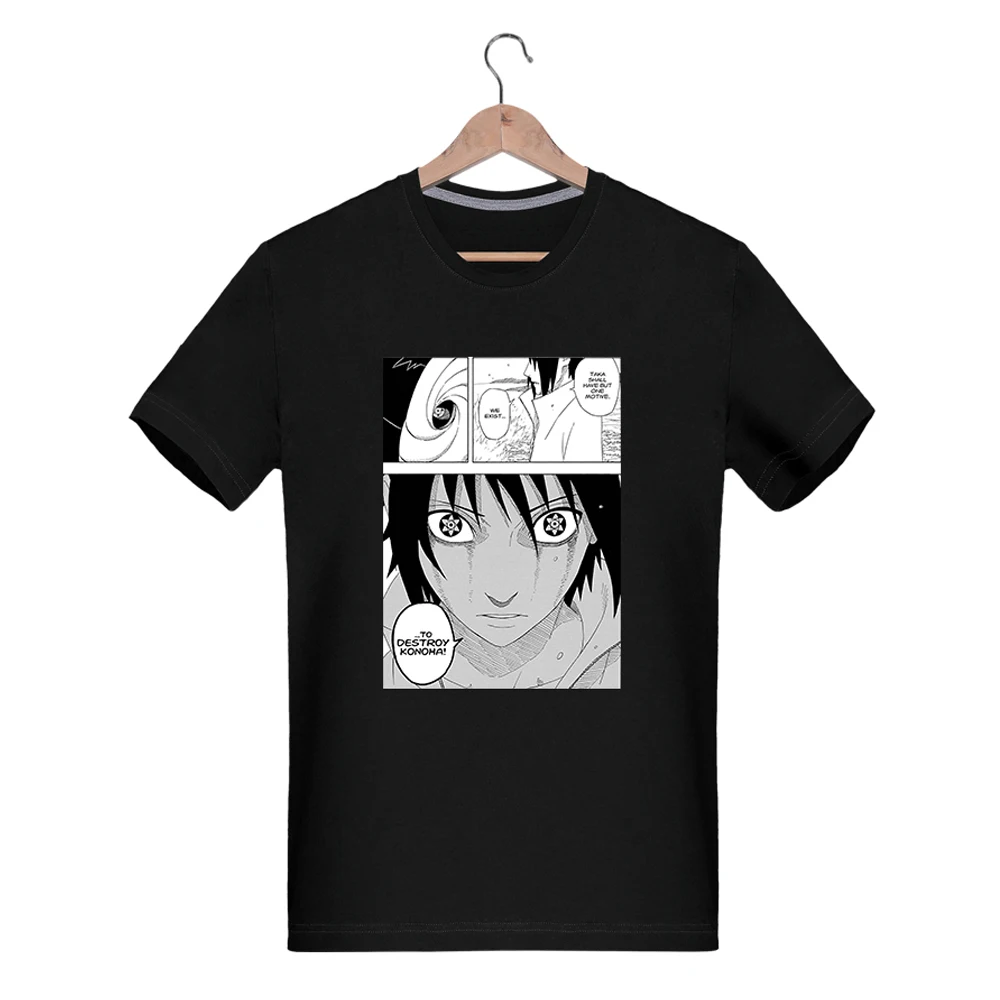 

Bandai Naruto Sasuke Uchiha T Shirts Men's Pure Cotton Vintage T-Shirt Anime Manga Tee Shirt Short Sleeve Clothes Printed