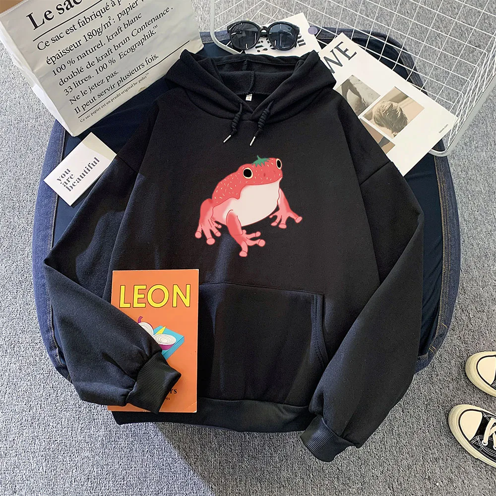 

Pink Frog Graphic Hoodies Oversized Harajuku Hooded Kawaii Hoodie for Girls Women Long Sleeve Clothes Pocket Tops Sweatshirts