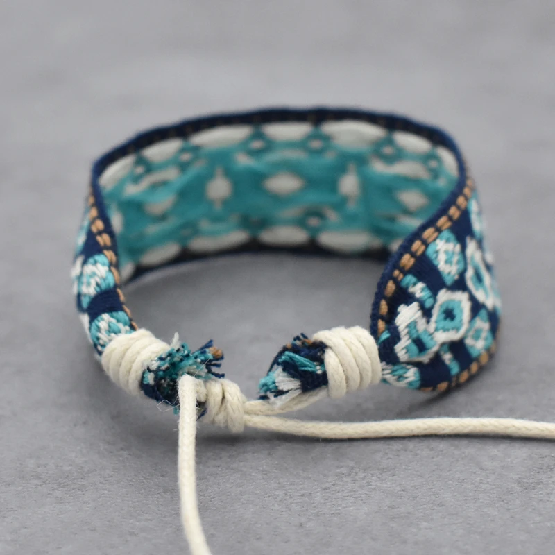 Этнический Плетеный тканевый браслет для женщин богемный на запястье