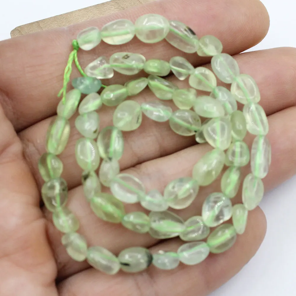 

APDGG 5 Strands 6x8mm Natural Green Prehnite Smooth Nugget Freeform Oval Loose Beads 15.5" Strand Jewelry Making DIY