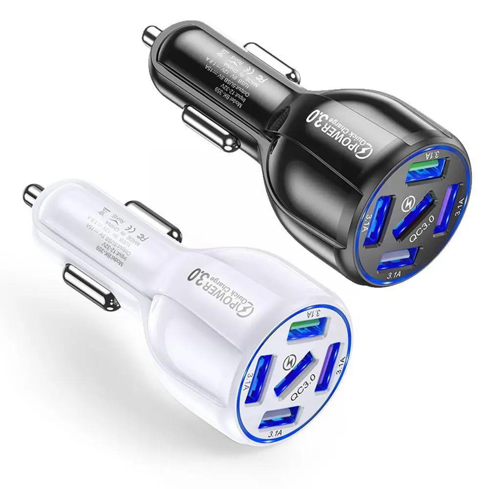 5USB Car Charger Quick Charge Mini LED Fast Charging Car Multi Charging Phone Adapter In Mobile Quick Charger Ports D0L7