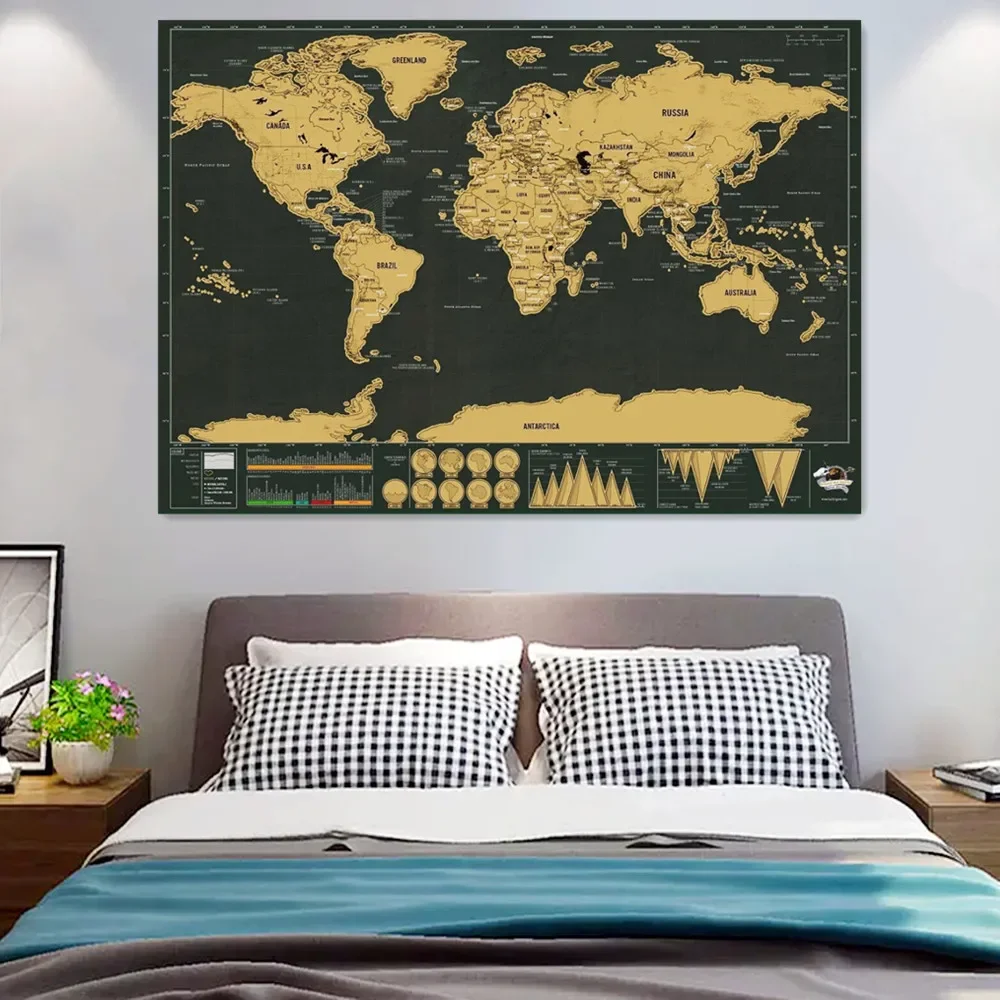 

The Great Wipe Foil Coating Scratch Map Wall Painting Travel Map Scratch Poster for Bedroom Office Living Room Wall Decoration