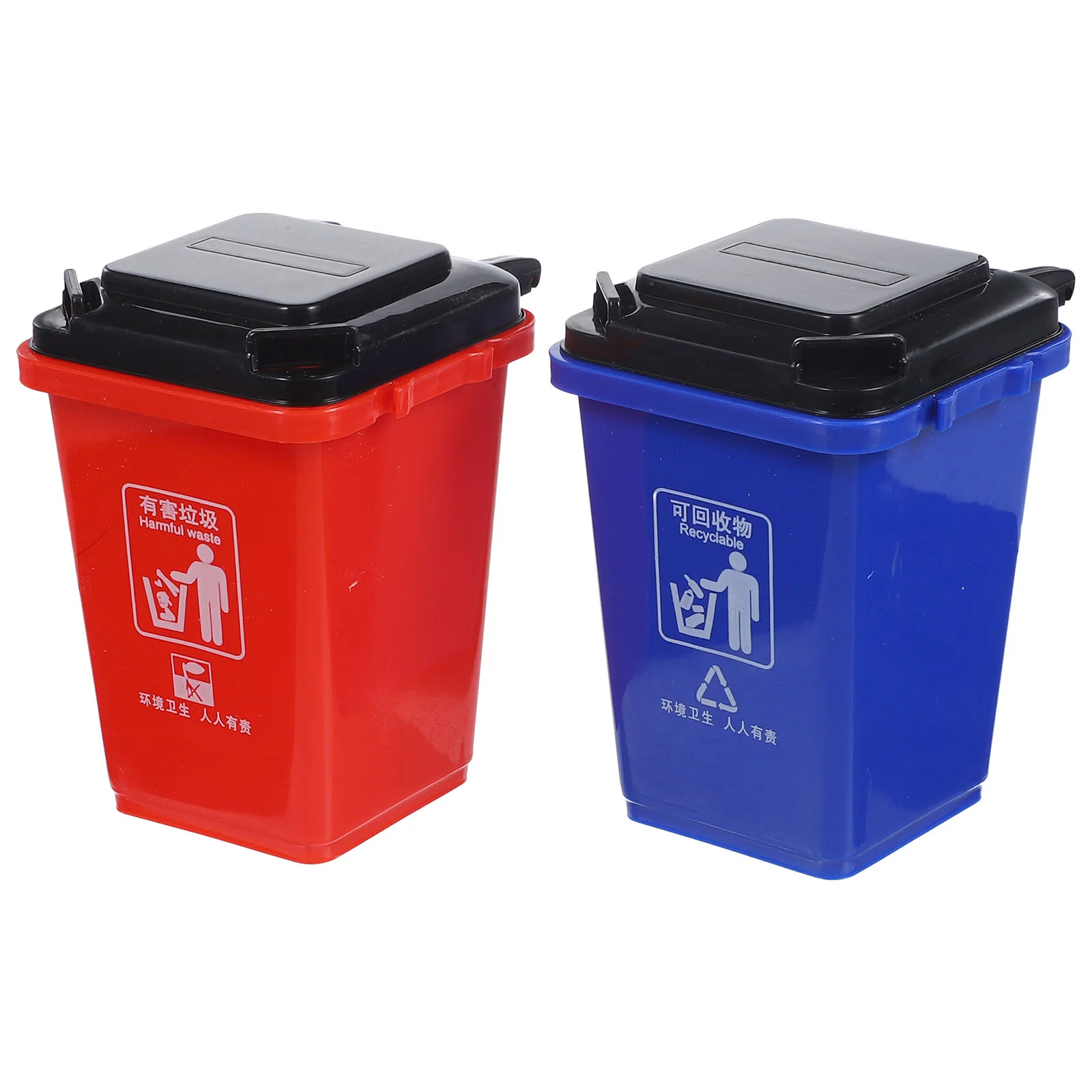 

2PCS Creative Pen Holder Personality Trash Can Shape Pen Holder Multi-function Classification Red Lip Gloss Desktop