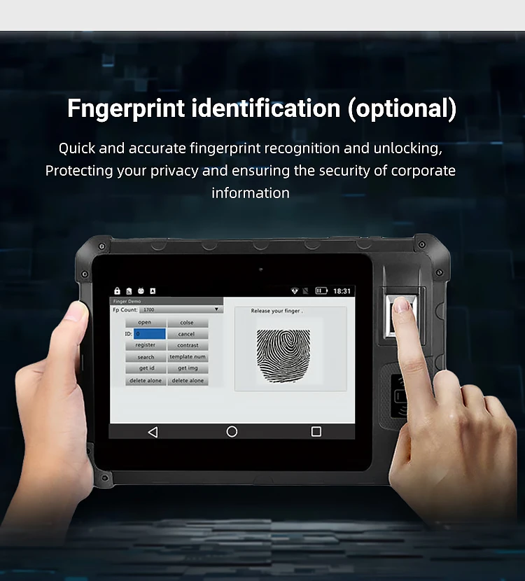 Биометрический планшет с идентификацией по отпечатку пальца защищенный Android 11 0 4